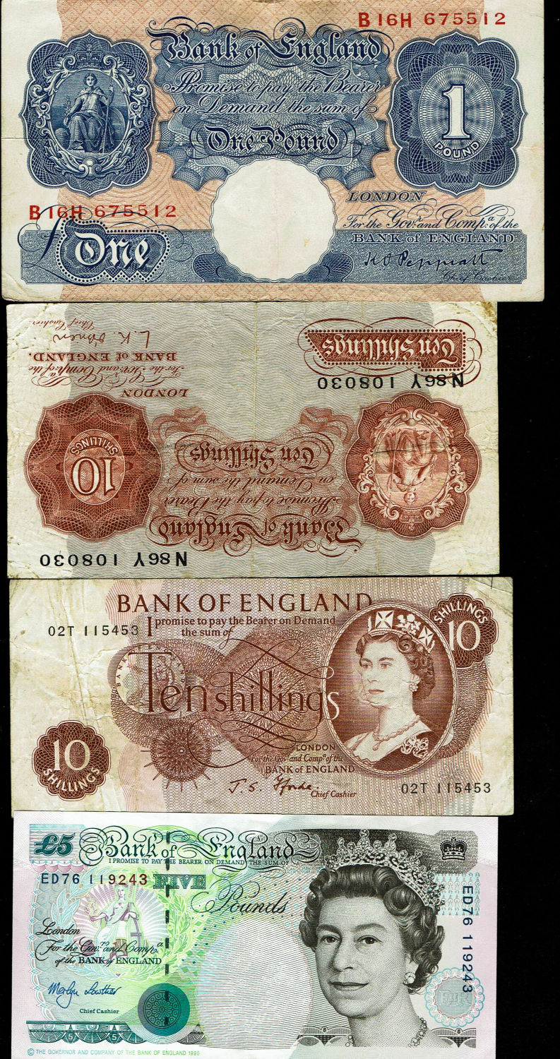 Europe - UK - Lot of about 8 different banknotes from the 40 '-90' - F-XF - 1 3