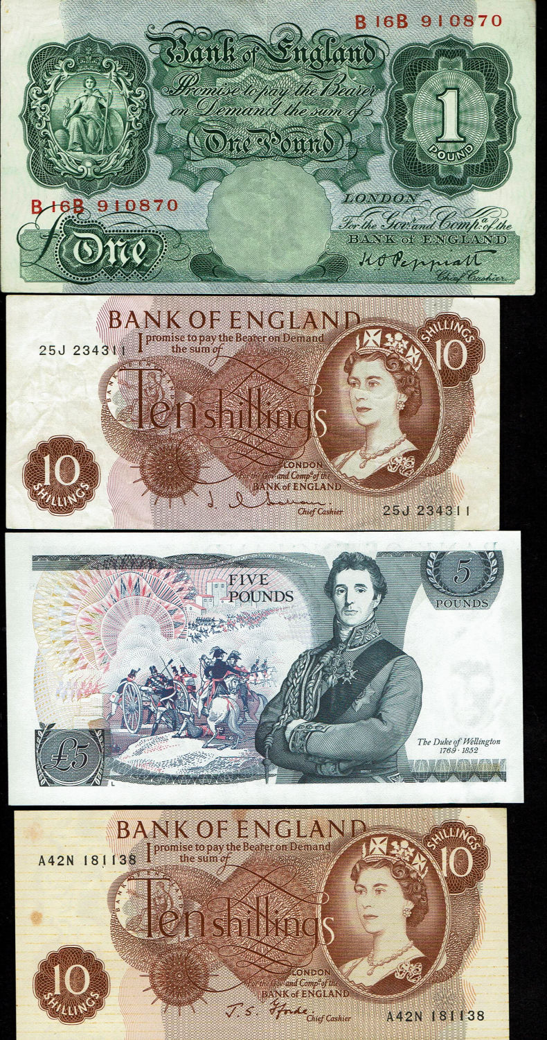 Europe - UK - Lot of about 8 different banknotes from the 40 '-90' - F-XF - 1 1