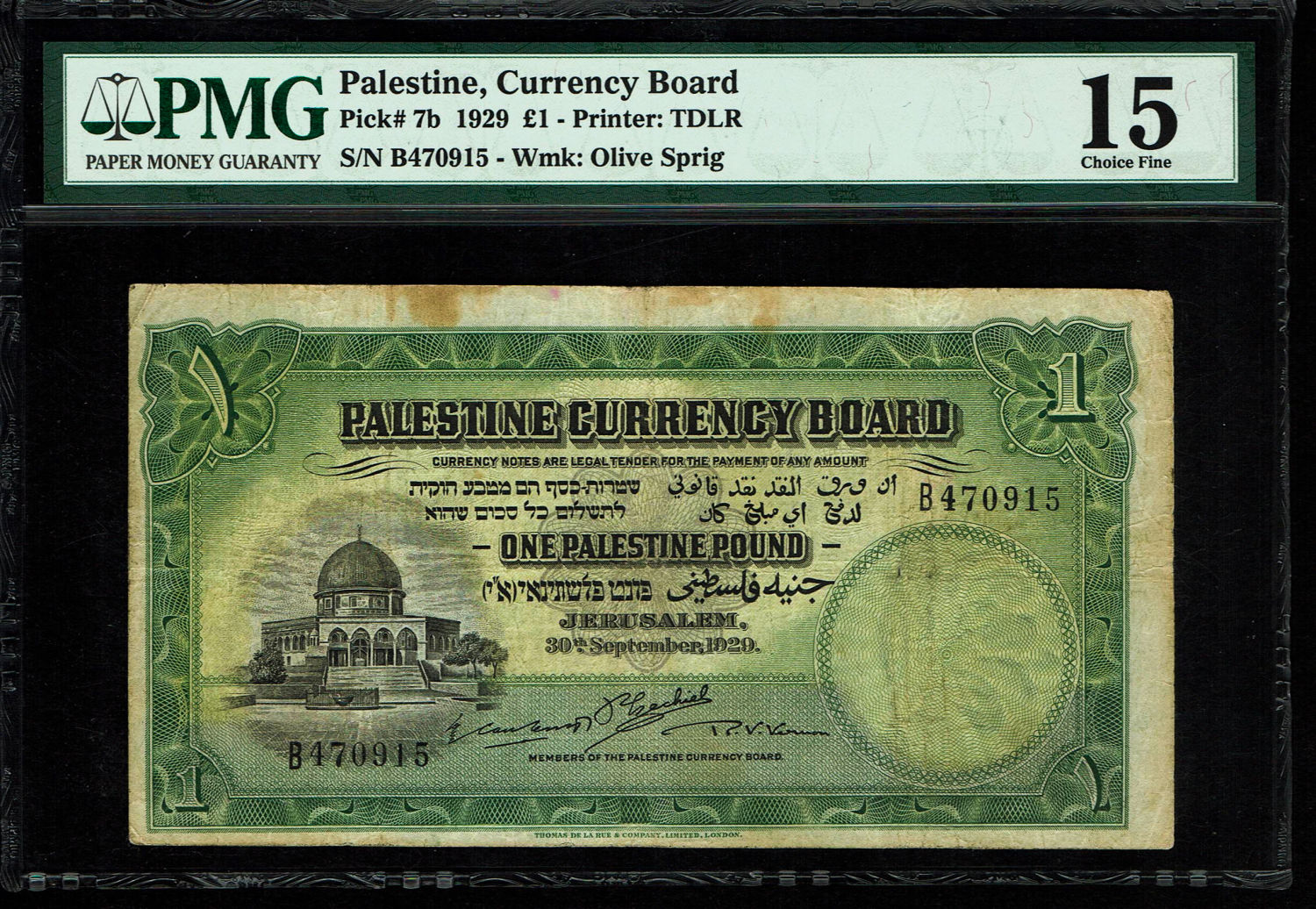 Palestine - 1 pound 1929 - PMG 15 - Prefix B
In 1917, the British conquered Israel from the Ottomans ... - 1 0