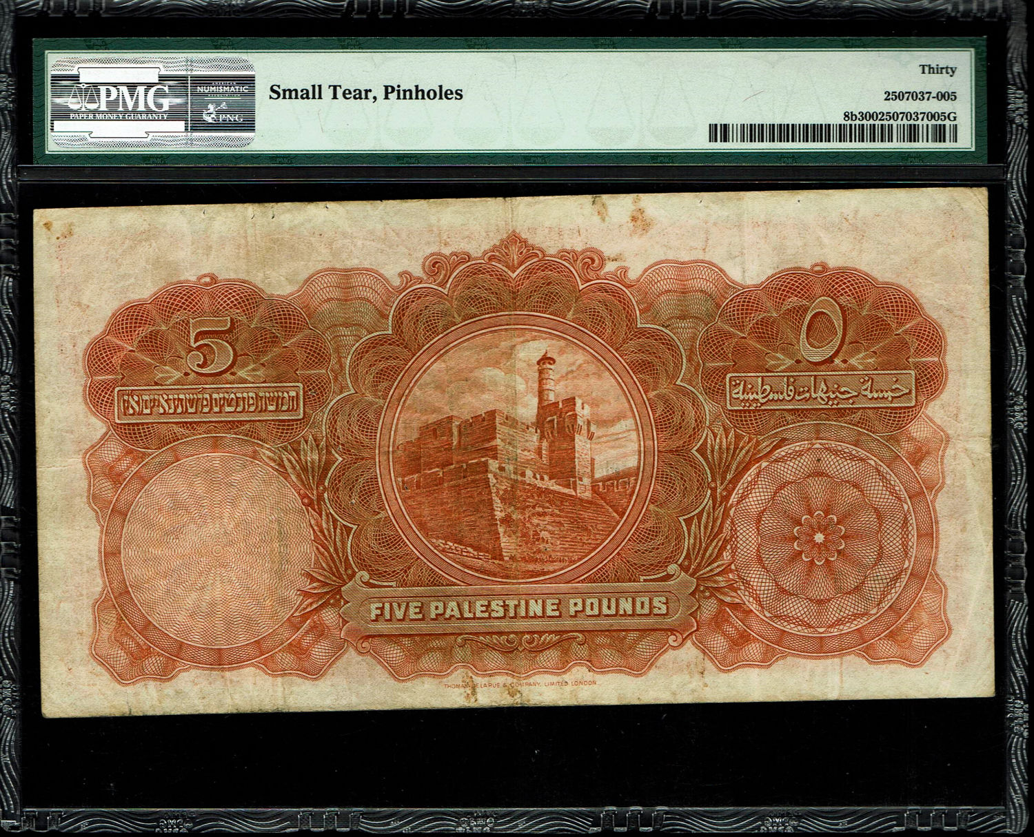 Palestine - 5 pounds 1929 - PMG 30 - Prefix A
Banknote from 1929, a very difficult year to obtain in ... - 1 1