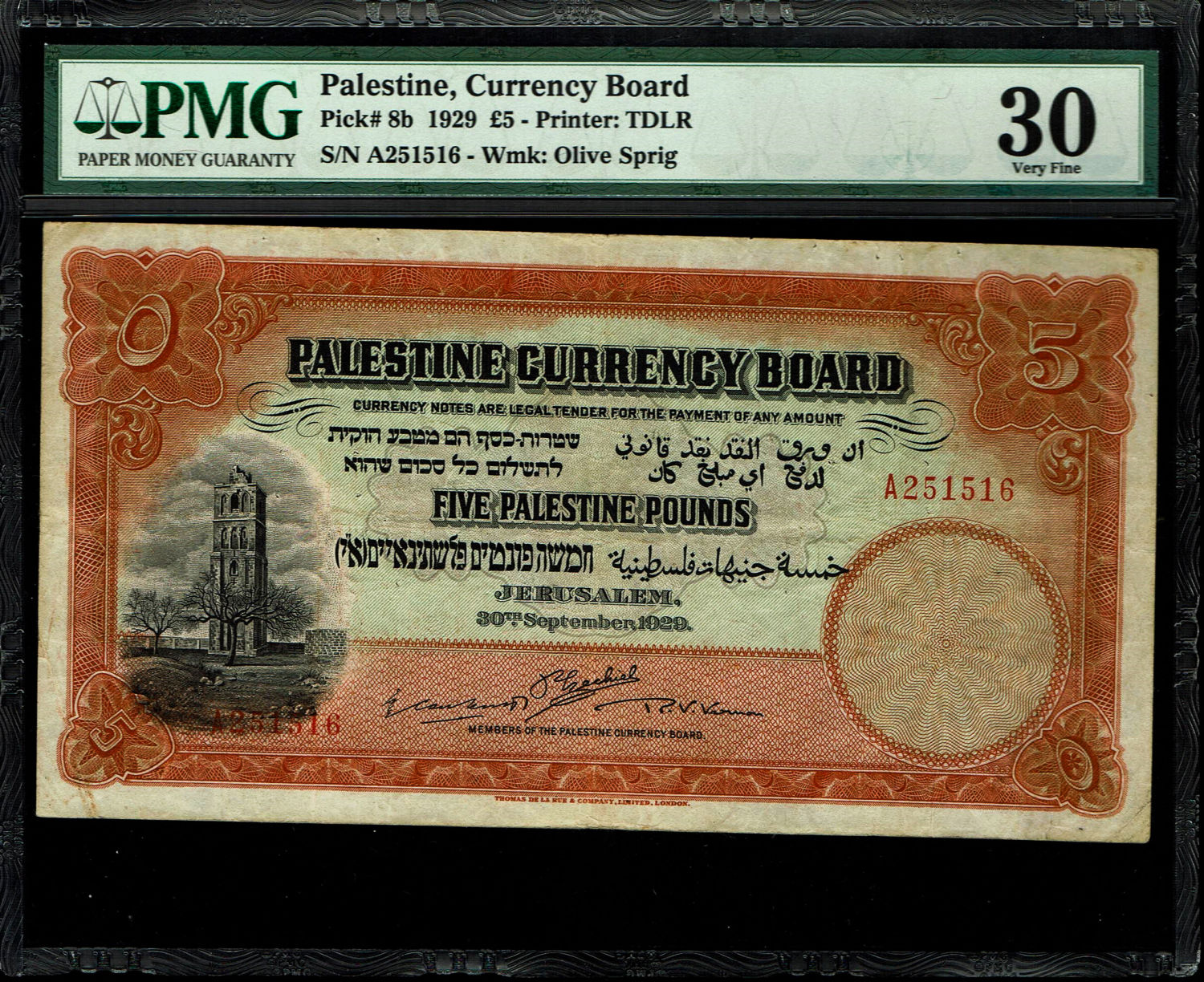 Palestine - 5 pounds 1929 - PMG 30 - Prefix A
Banknote from 1929, a very difficult year to obtain in ... - 1 0