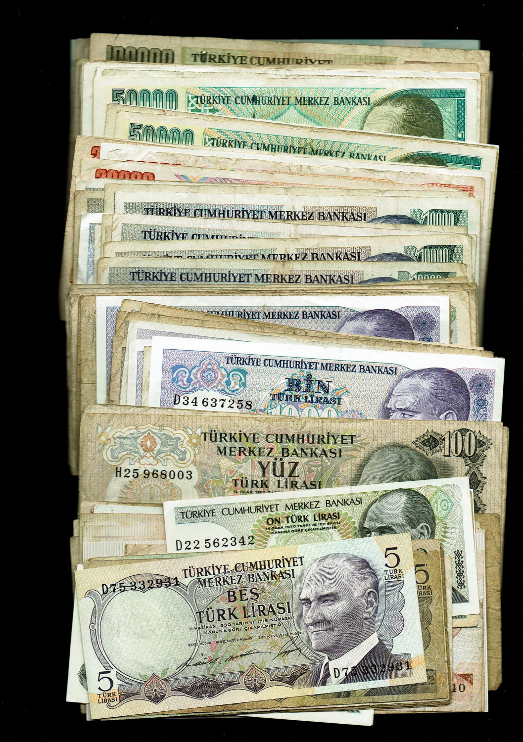 Turkey - Lot 109 banknotes - years and different values - F-VF - 1 1