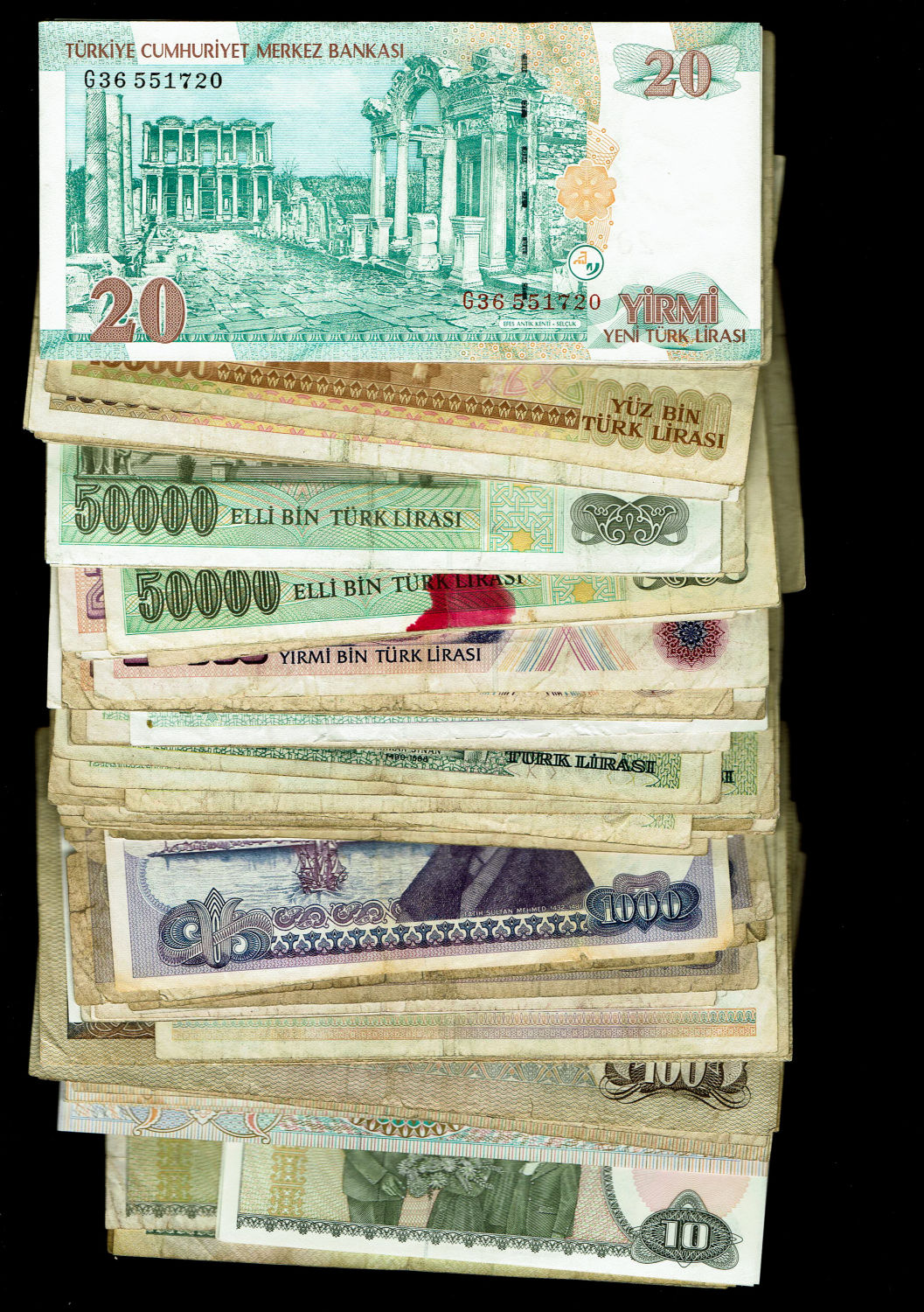 Turkey - Lot 109 banknotes - years and different values - F-VF - 1 0