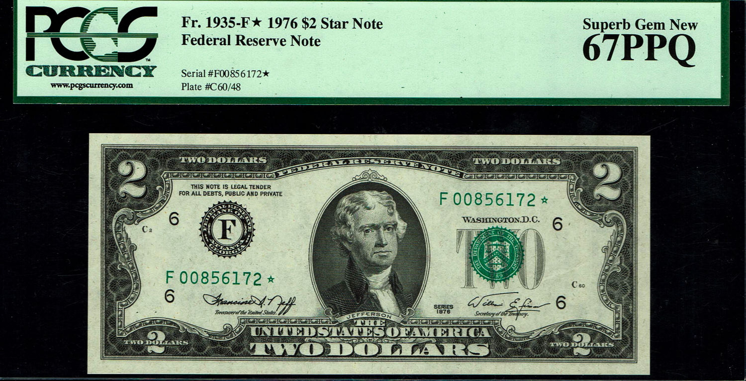 USA - 2 Dollars 1976 - Star note - PCGS 67 PPQ
The dollar (or US dollar, also known as the US ... - 1 0