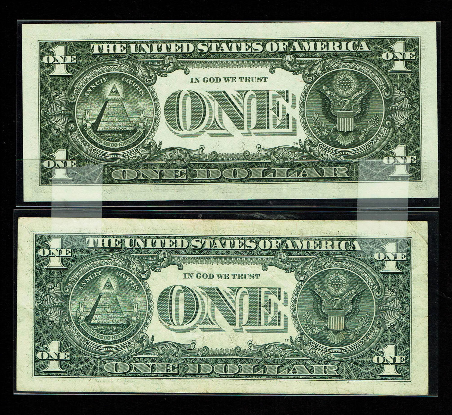 USA - 2 Banknotes of 1 Dollars 1981, 2003 - Same serial number 01519644 - VF, UNC
The dollar (or US ... - 1 1