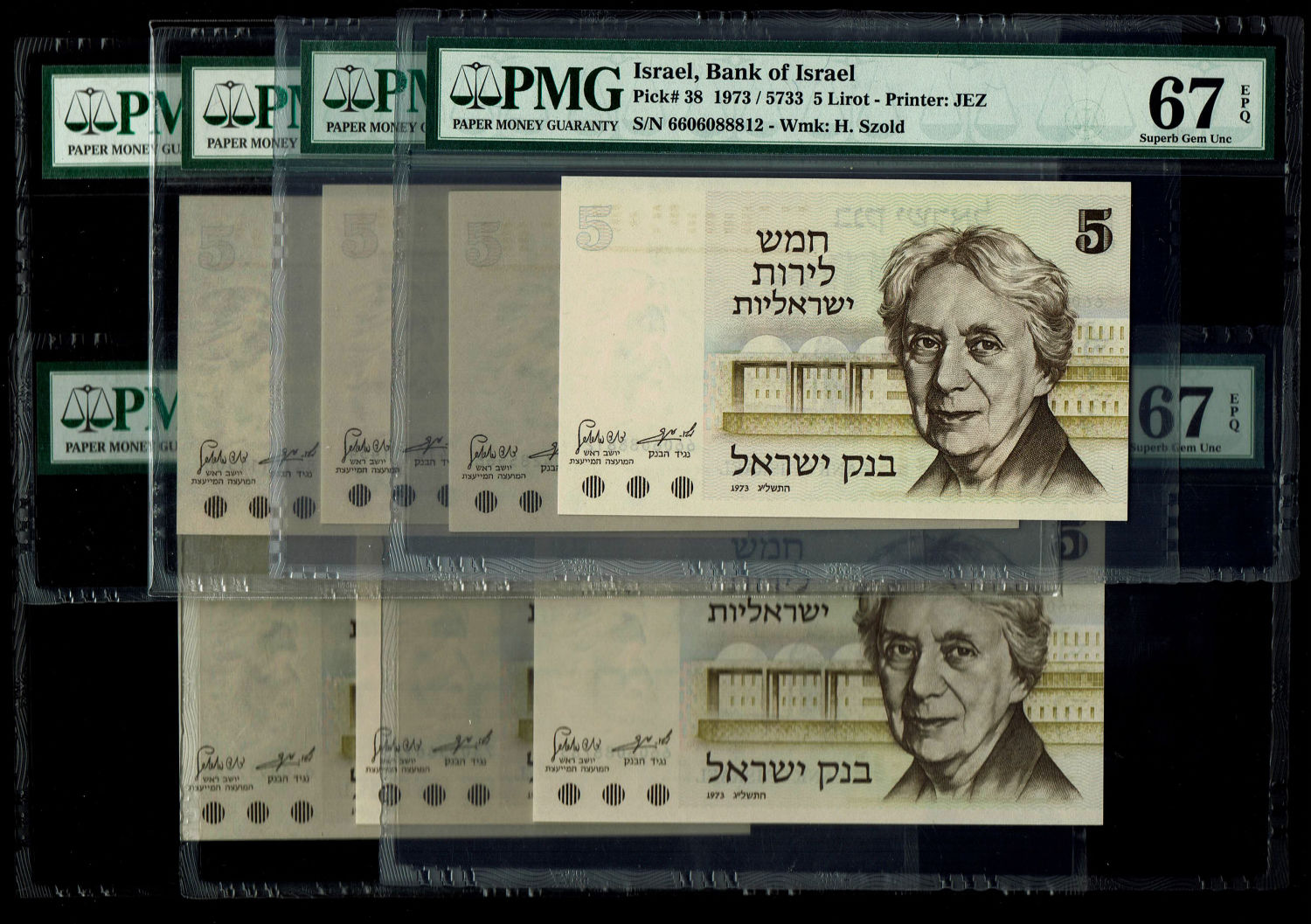 Israel - Lot of 7 Banknotes of 5 Lirot 1973 - PMG 67 EPQ
The Gates series is the latest in Israeli ... - 1 0