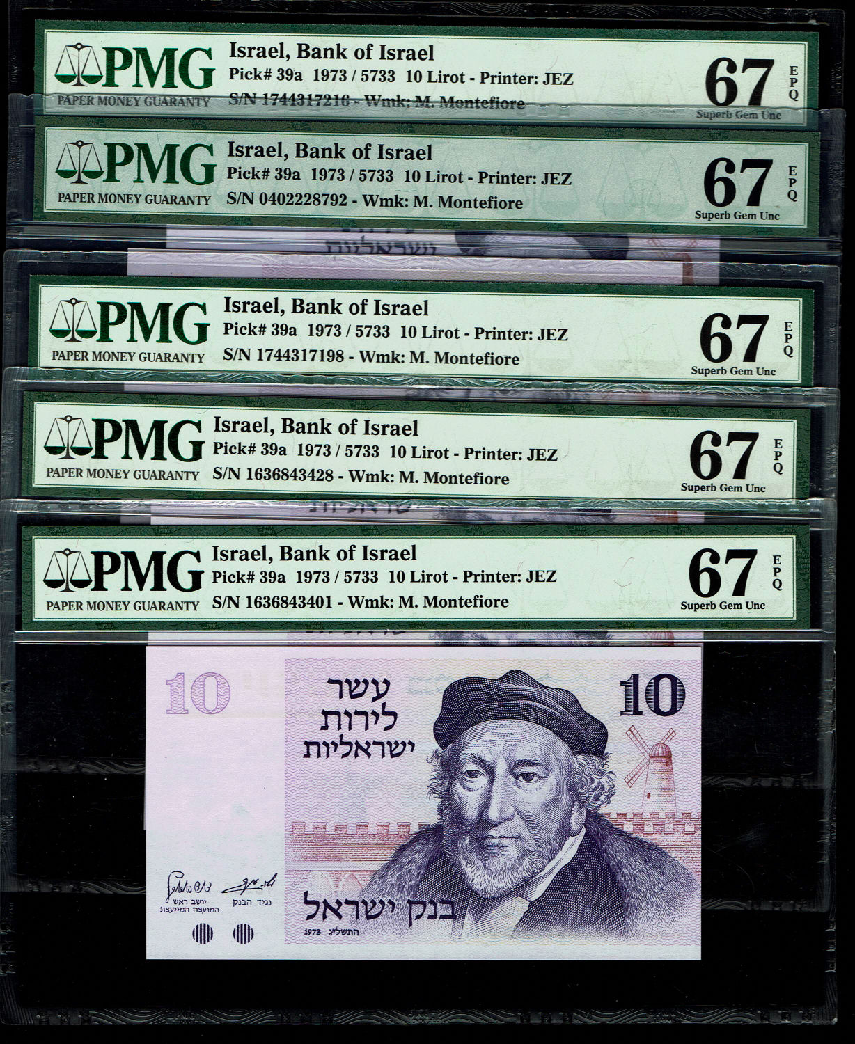 Israel -Lot of 11 Banknotes 10 Lirot 1973 - PMG 67 EPQ
The Gates series is the latest in Israeli ... - 1 18