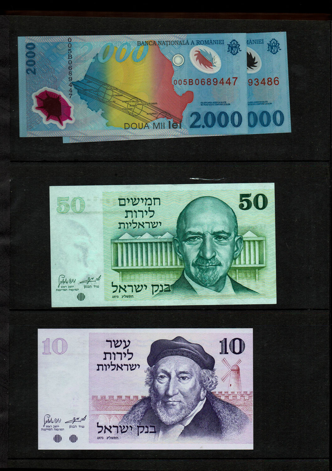 Israel / World - Banknote album containing dozens of banknotes, most of them new (UNC) - from Israel and the world ... - 1 5