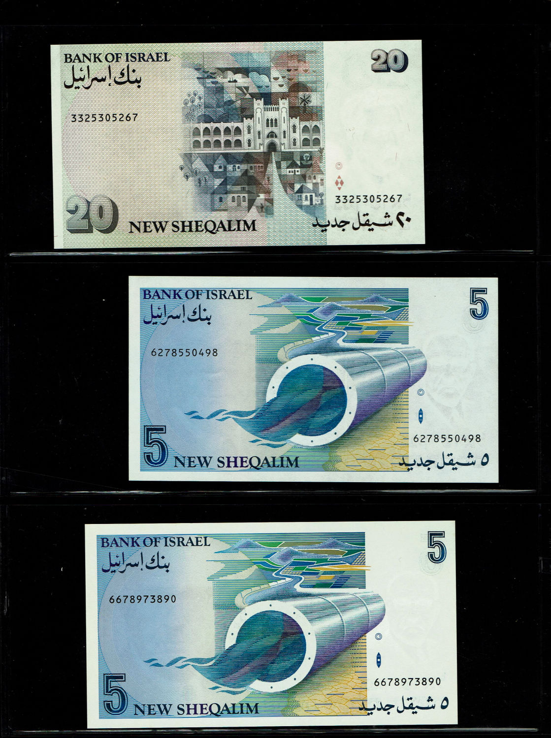 Israel - Lot of 14 new banknotes (UNC) - different periods and different values - NIS 5, 10, 20, 50, 5000 - 1 9