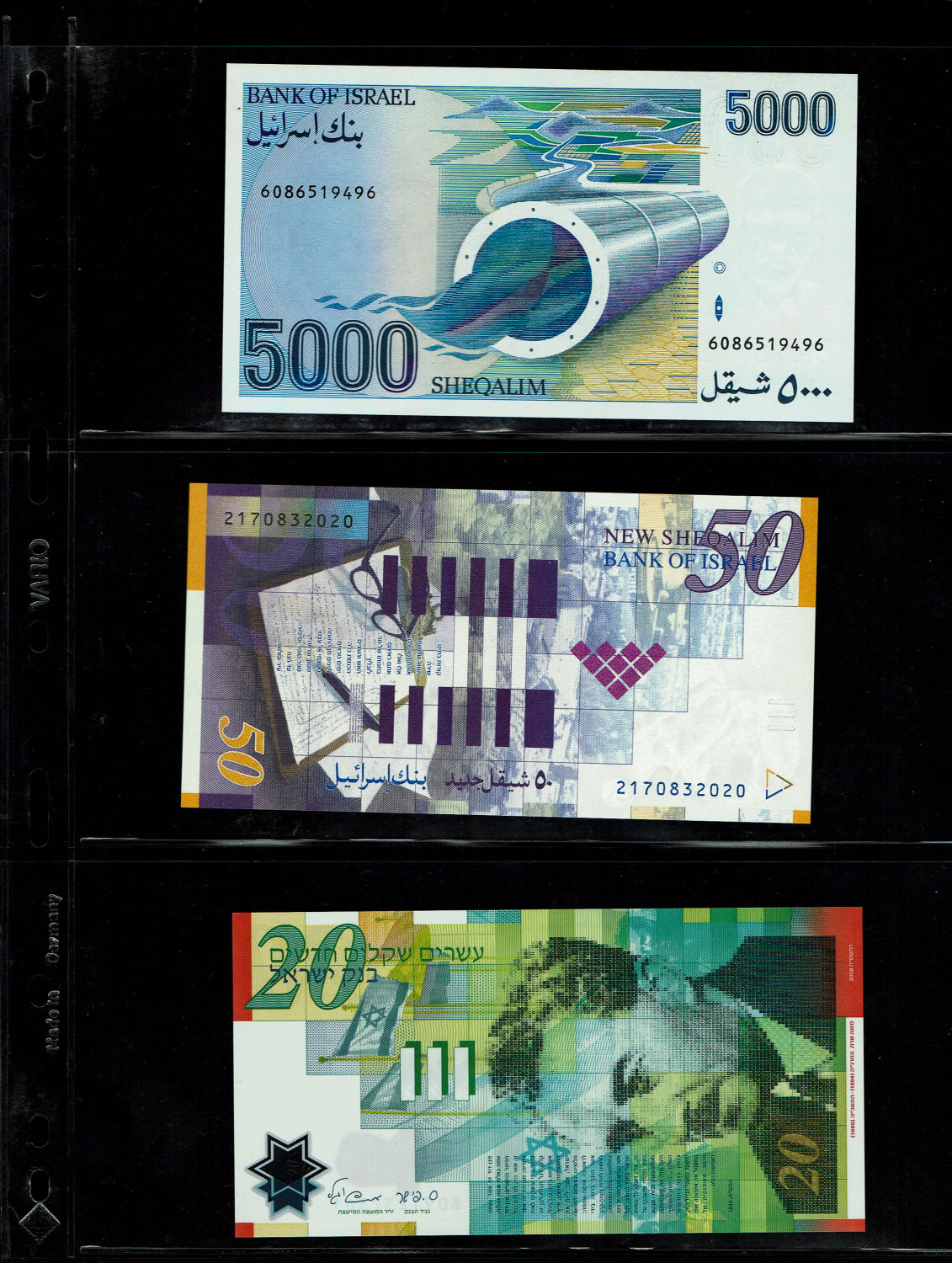 Israel - Lot of 14 new banknotes (UNC) - different periods and different values - NIS 5, 10, 20, 50, 5000 - 1 3