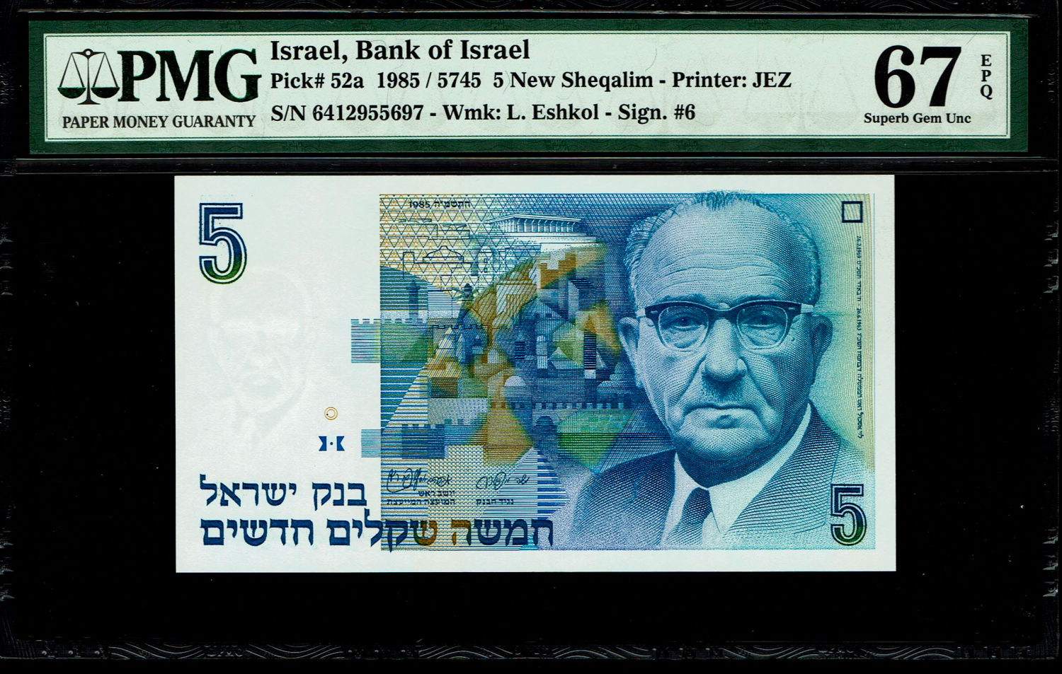 Israel - Lot of 4 Banknotes 5 New Shekel 1985 - PMG 67 EPQ
In 1985, following high inflation ... - 1 7