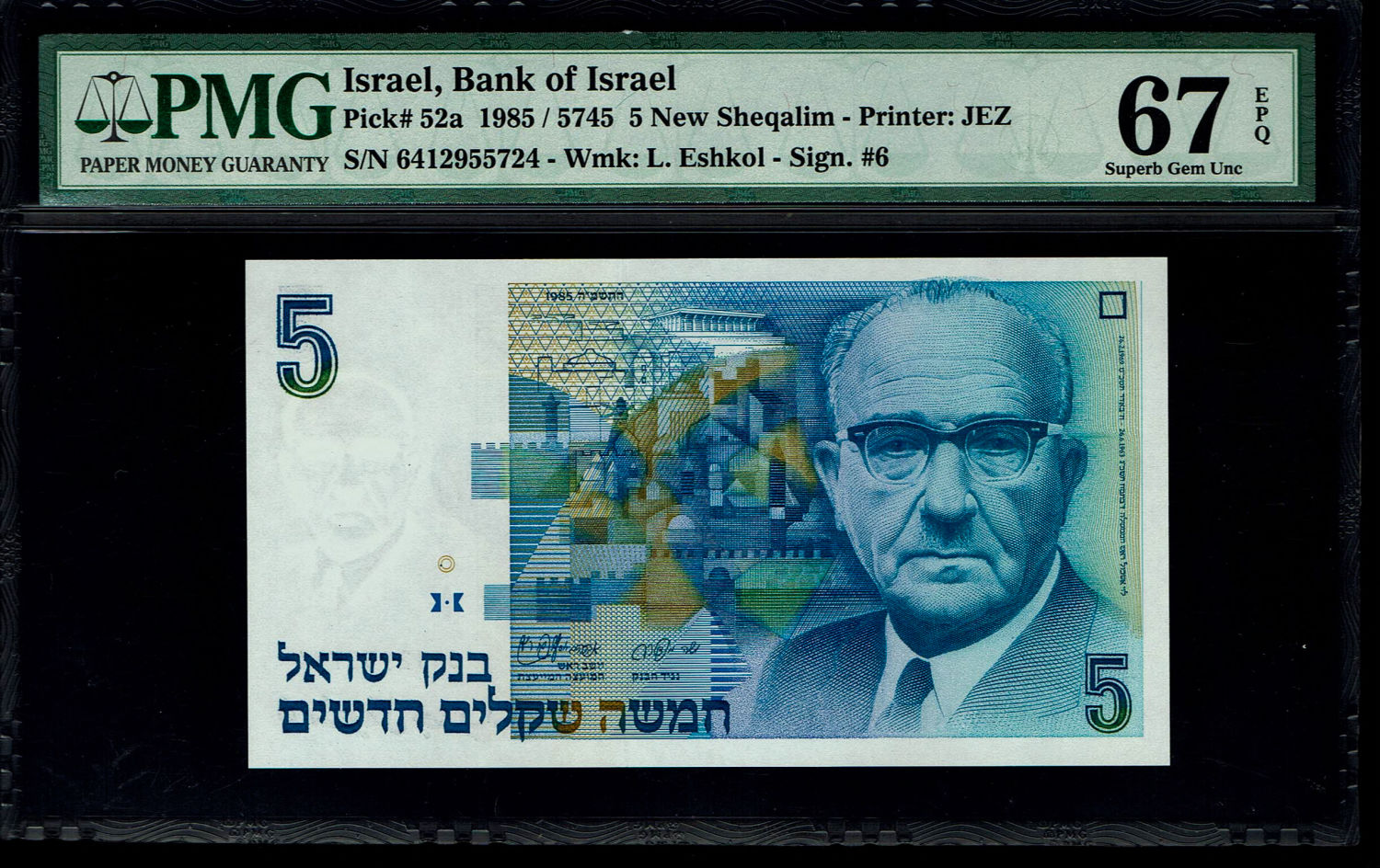 Israel - Lot of 4 Banknotes 5 New Shekel 1985 - PMG 67 EPQ
In 1985, following high inflation ... - 1 2