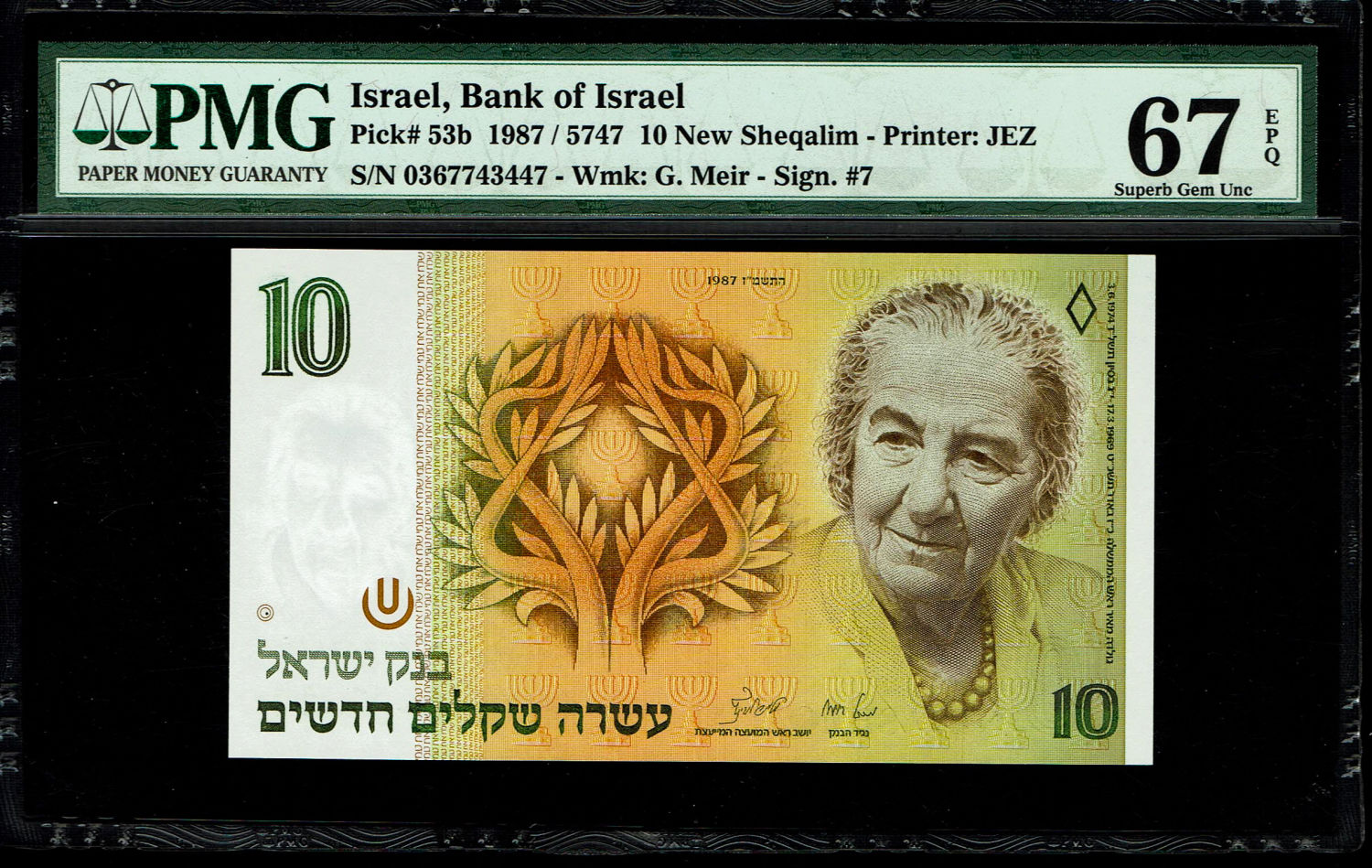 Israel - Pair Banknotes of 10 New Shekel 1987 - PMG 67 EPQ
In 1985, following high inflation, it was ... - 1 1