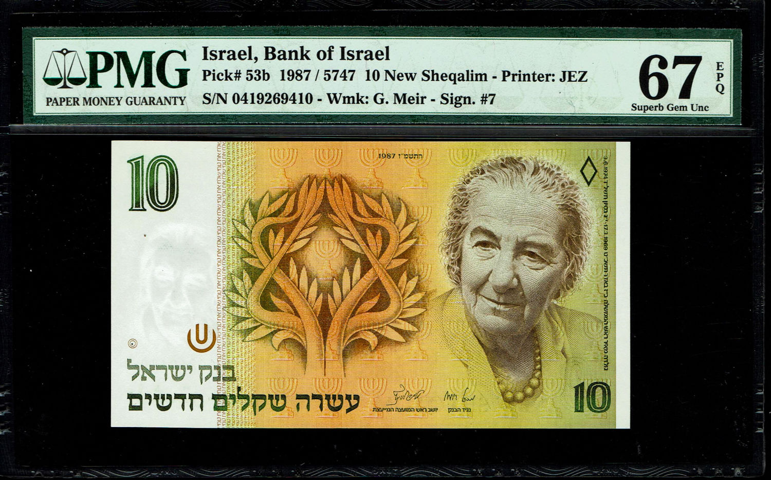 Israel - Pair Banknotes of 10 New Shekel 1987 - PMG 67 EPQ
In 1985, following high inflation, it was ... - 1 3