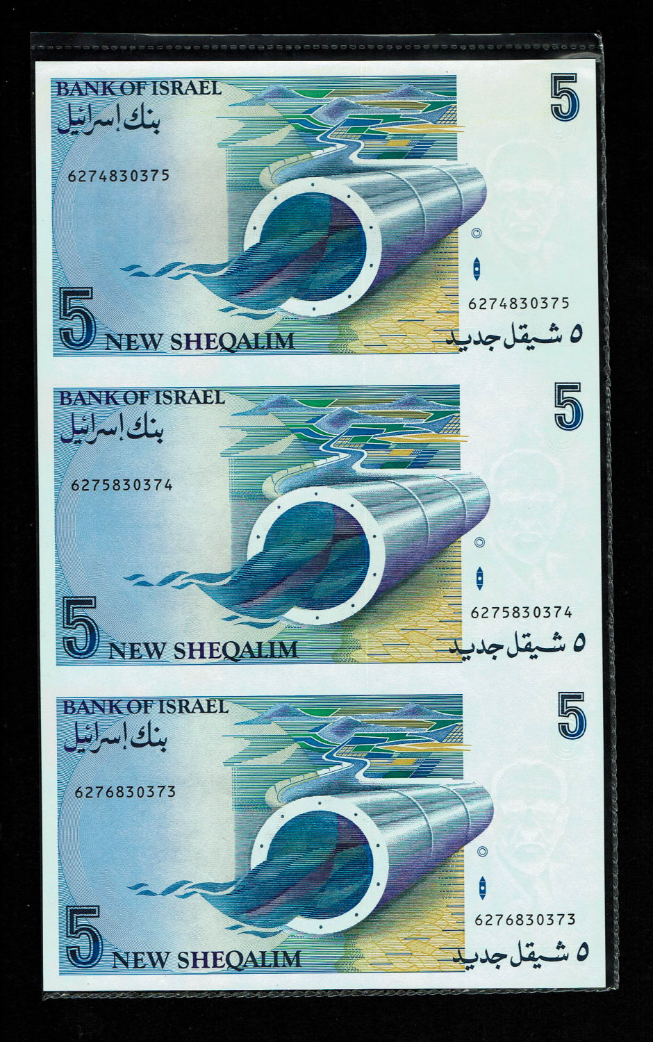 Israel - Banknotes sheet of 5 New Shekel 1985 - UNC
In 1985, following high inflation, it was decided ... - 1 1