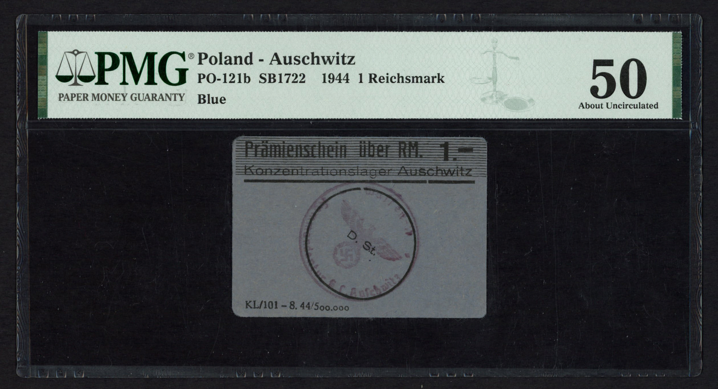 Holocaust concentration camps money - Poland - 1 Reichsmark 1944 - Auschwitz - PMG 50