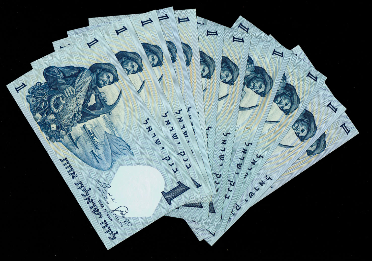 Israel - 11 Banknotes of 1 Lira 1958 - UNC - 1 0