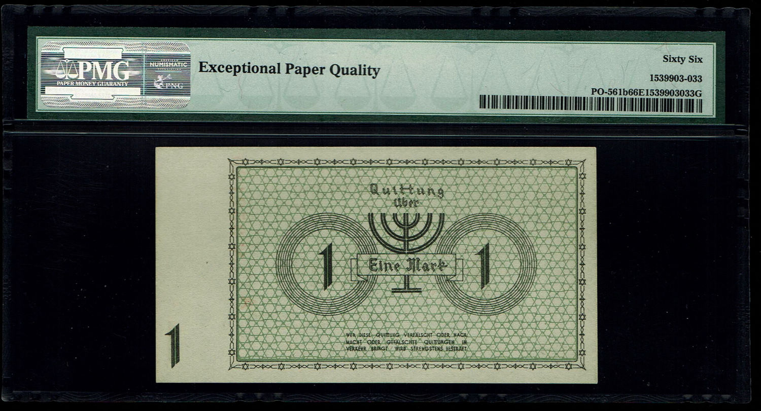 Holocaust concentration camps money - Poland - 1 mark 1940 - ghetto Lodz - PMG 66 EPQ - 1 1