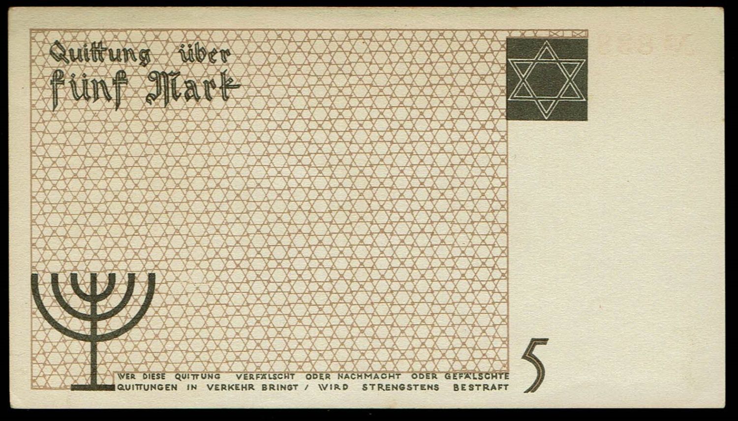 Holocaust concentration camps money - Poland - 5 mark 1940 - Ghetto Lodz - AU-UNC - Red serial number - 1 1