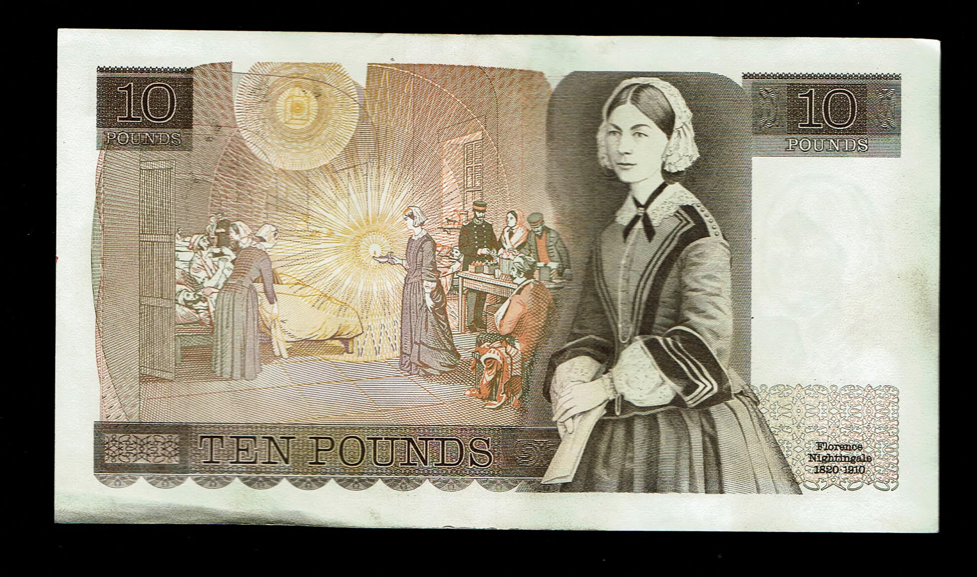 England - Lot of 10 banknotes, 10 Pounds 1975-1980 - Elizabeth II Florence Nightingale - Consecutive S.N. - XF - 1 8
