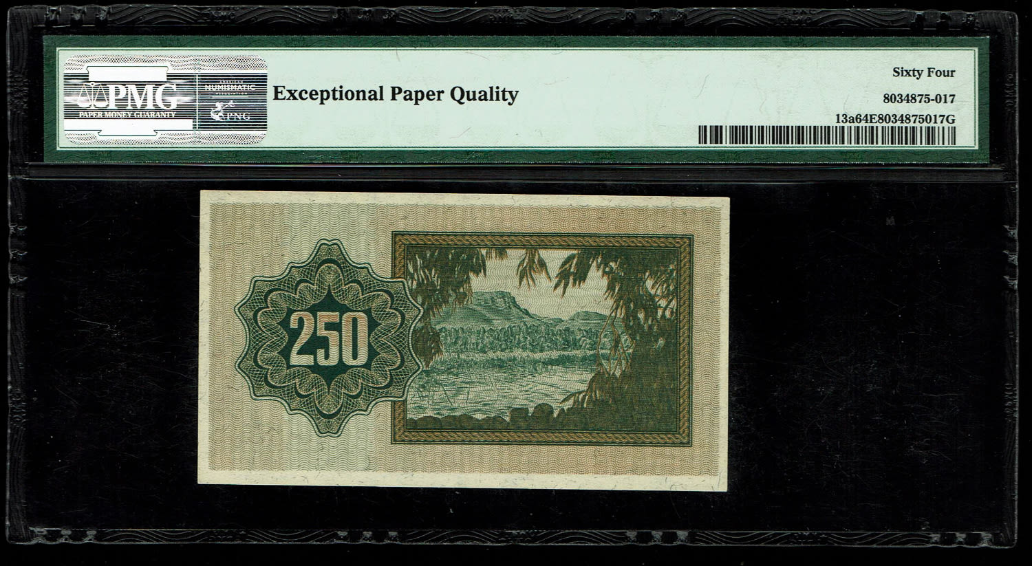 Israel - 250 Prutah 1953 - PMG 63-64 EPQ - "With Menorah", consecutive numbers - Prefix A - 1 4