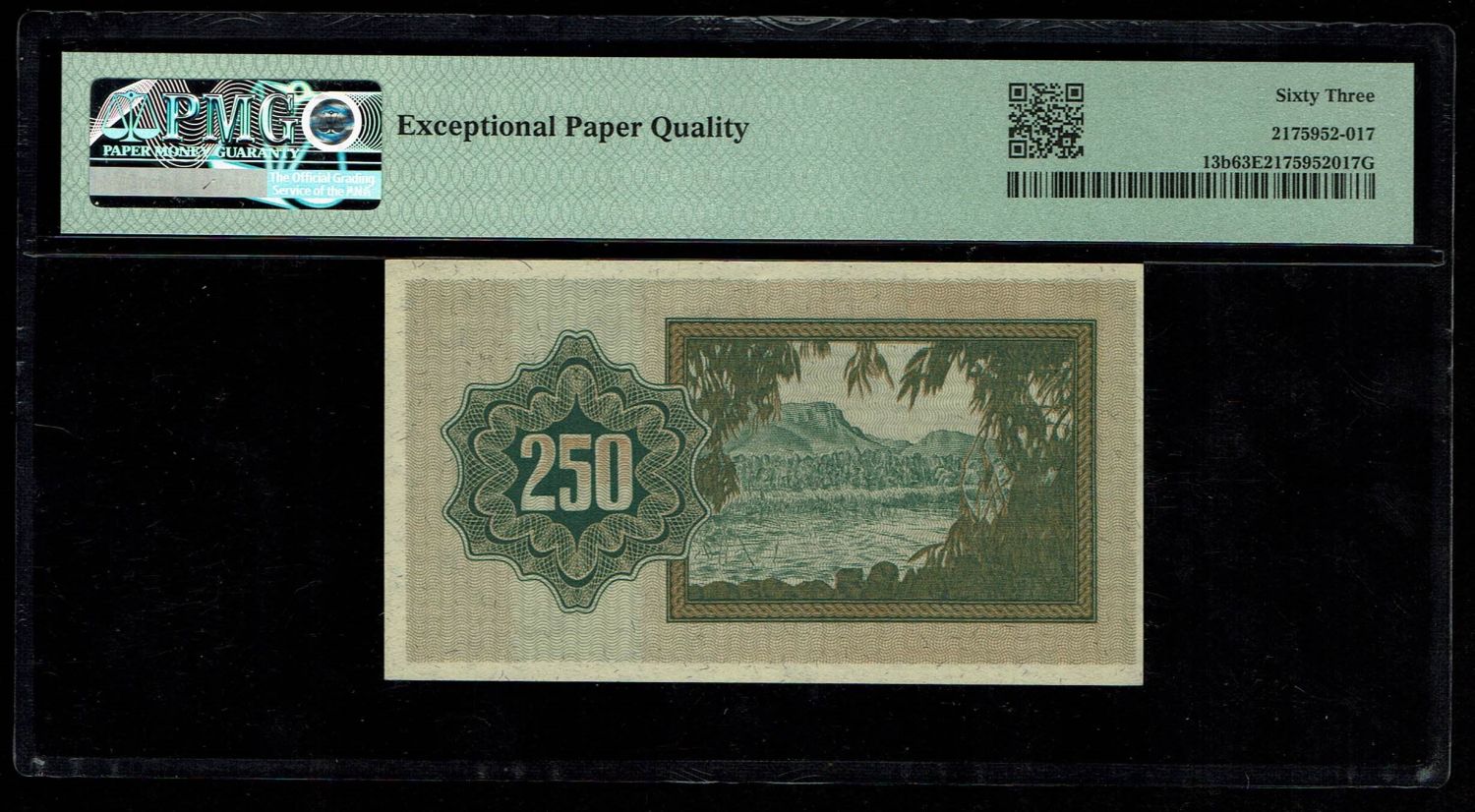 Israel - 250 Prutah 1953 - PMG 63 EPQ - "Without Menorah" - Prefix A - 1 1