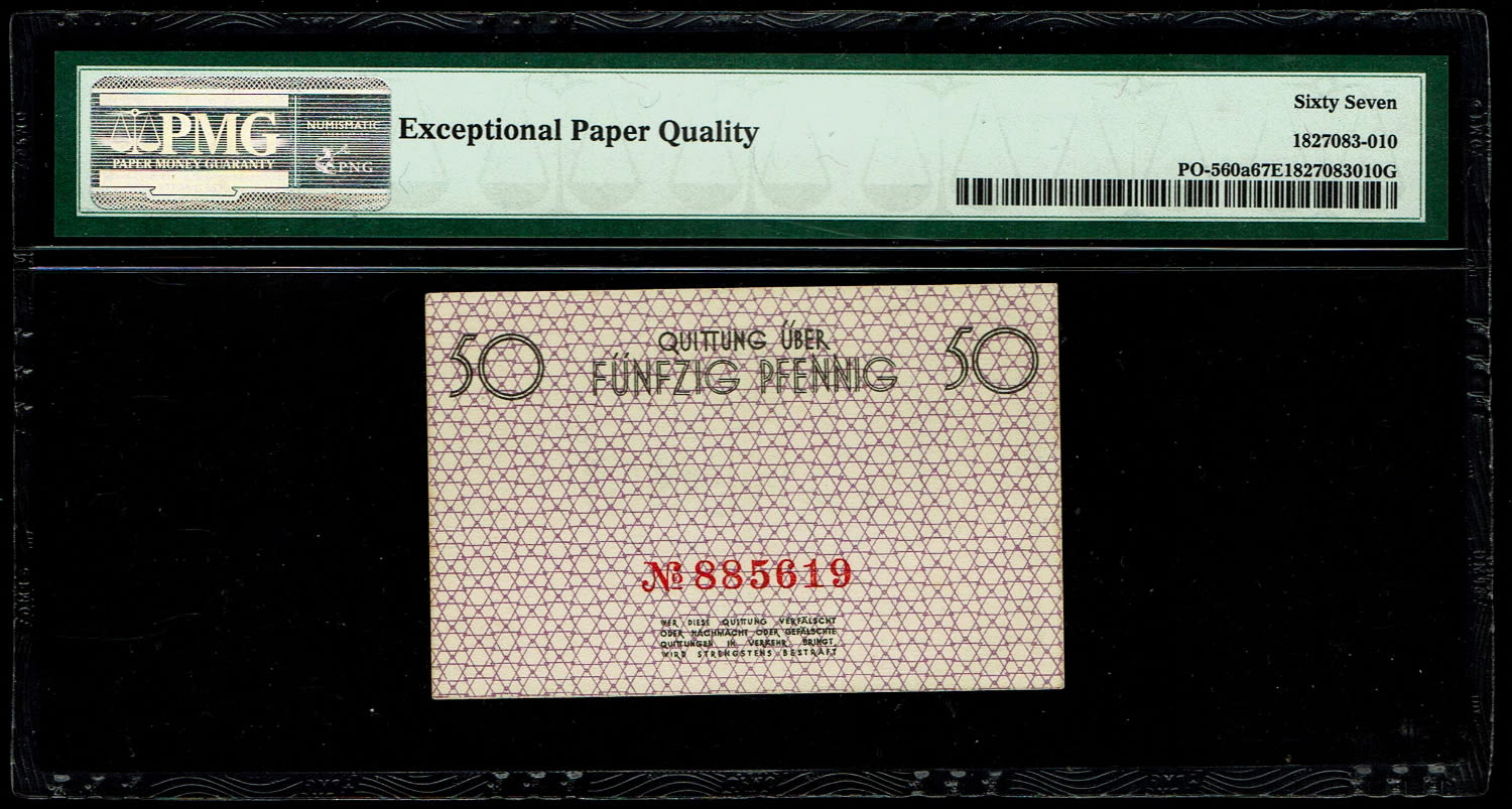 Holocaust concentration camps money - Poland - Pair banknotes of 50 pfenning 1940 - ghetto Lodz - PMG 67 EPQ - 1 1