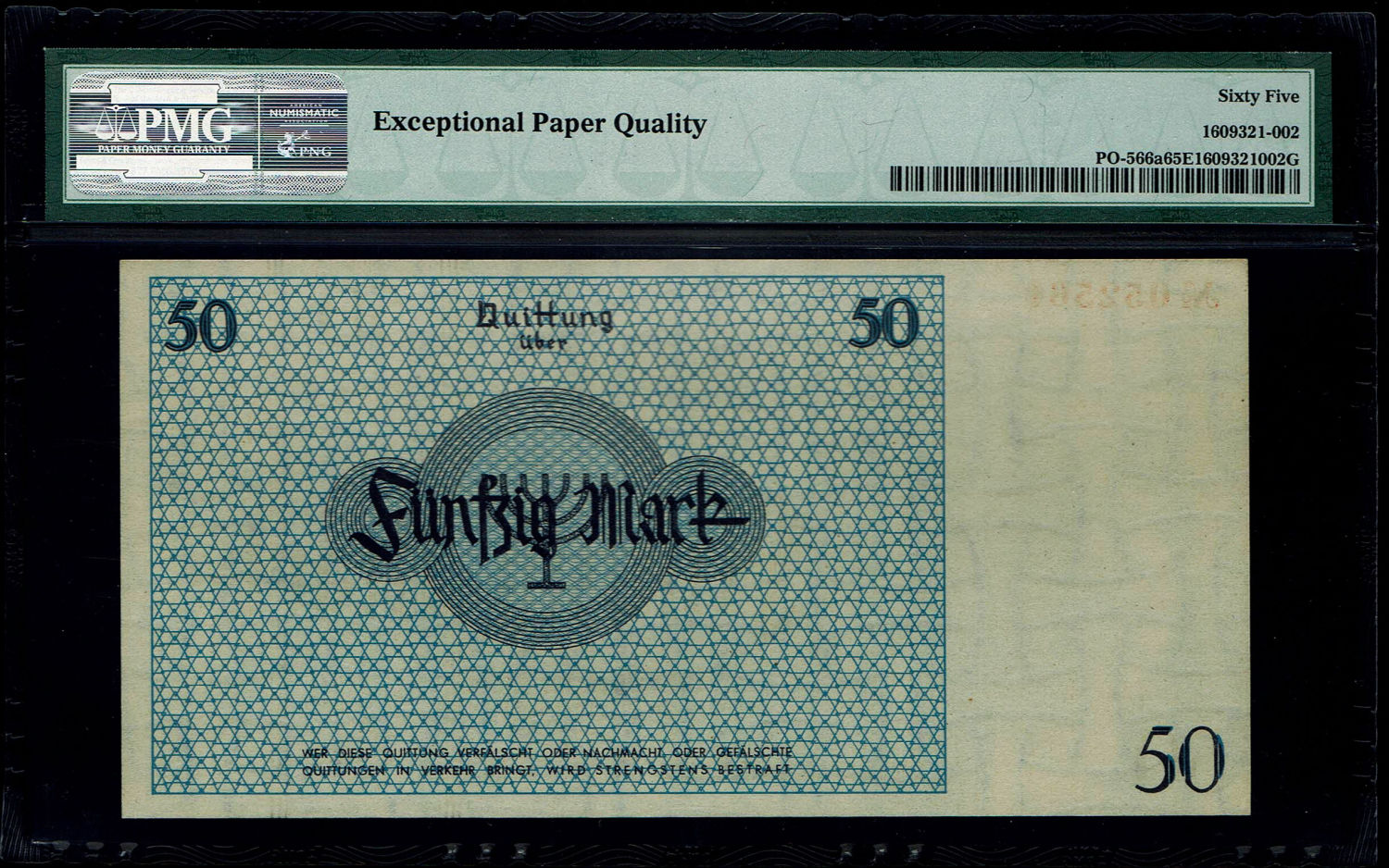 Holocaust concentration camps money - Poland - 50 mark - 1940 - Ghetto Lodz - PMG 65 EPQ - High Grade - 1 1