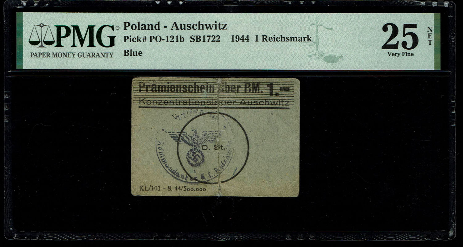 Holocaust concentration camps money - Poland - 1 Reichsmark 1944 - Auschwitz - PMG 25 NET