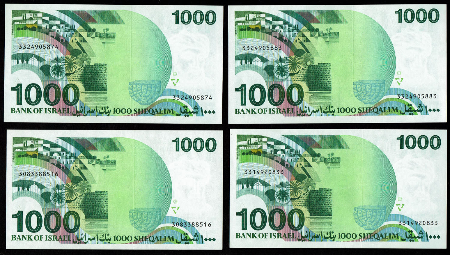 Israel - Set of 18 banknotes, 50, 100, 500 and 1000 shekels 1978, 1979, 182, 1983 - UNC - 1 6