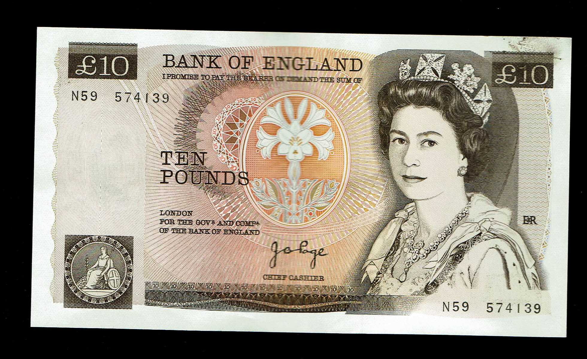 England - Lot of 10 banknotes, 10 Pounds 1975-1980 - Elizabeth II Florence Nightingale - Consecutive S.N. - XF - 1 7