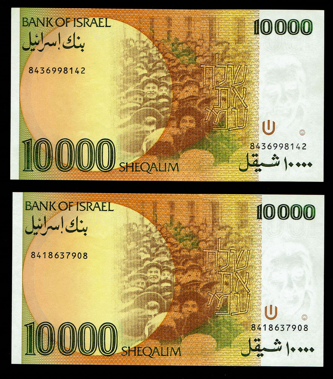 Israel - 5 banknotes of 10,000 Shekels 1984 - UNC - 1 4