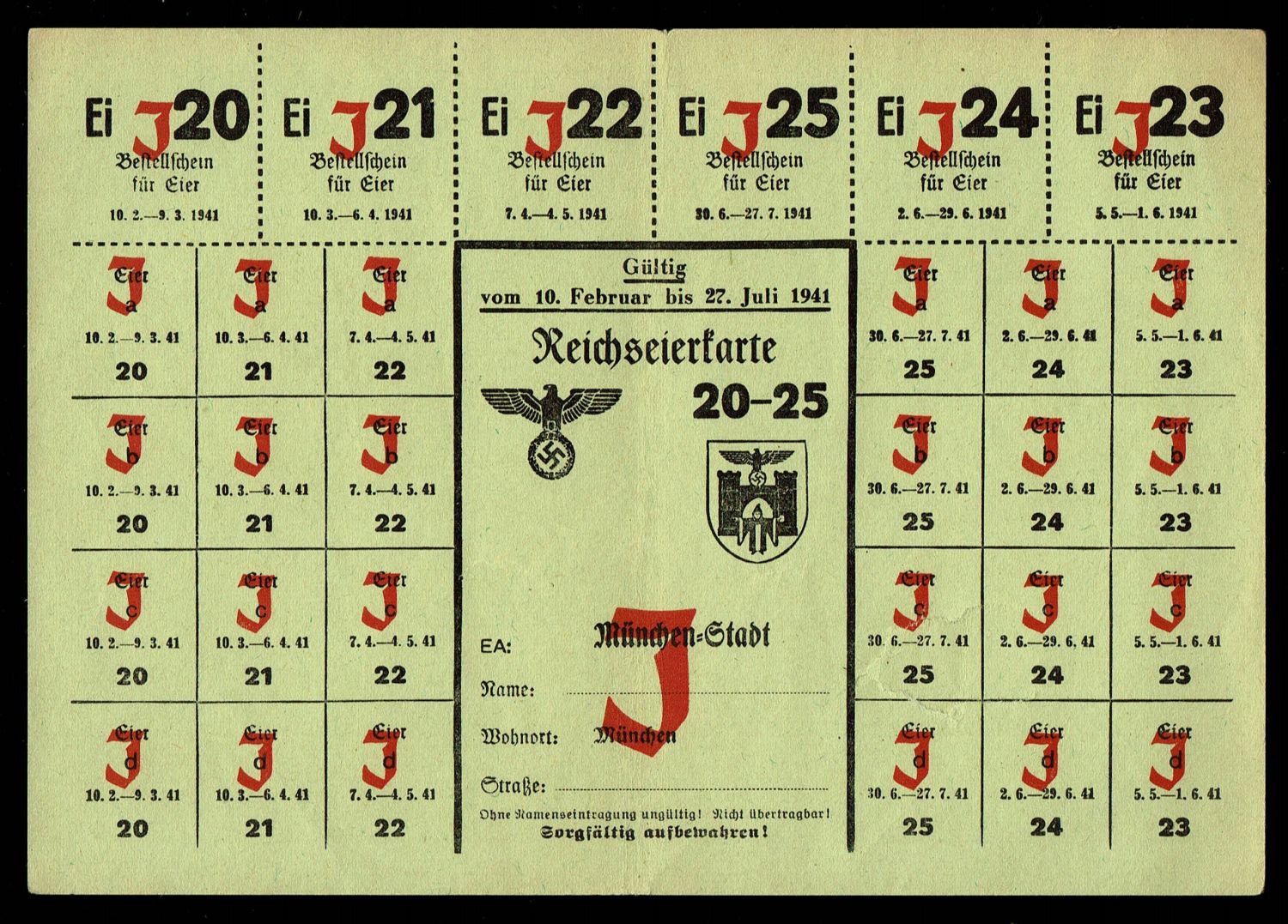 Holocaust concentration camps money - A food voucher that was used by the Jews in the ghetto during World War II