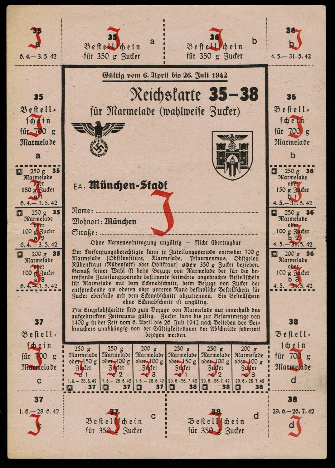 Holocaust concentration camps money - A food voucher that was used by the Jews in the ghetto during World War II