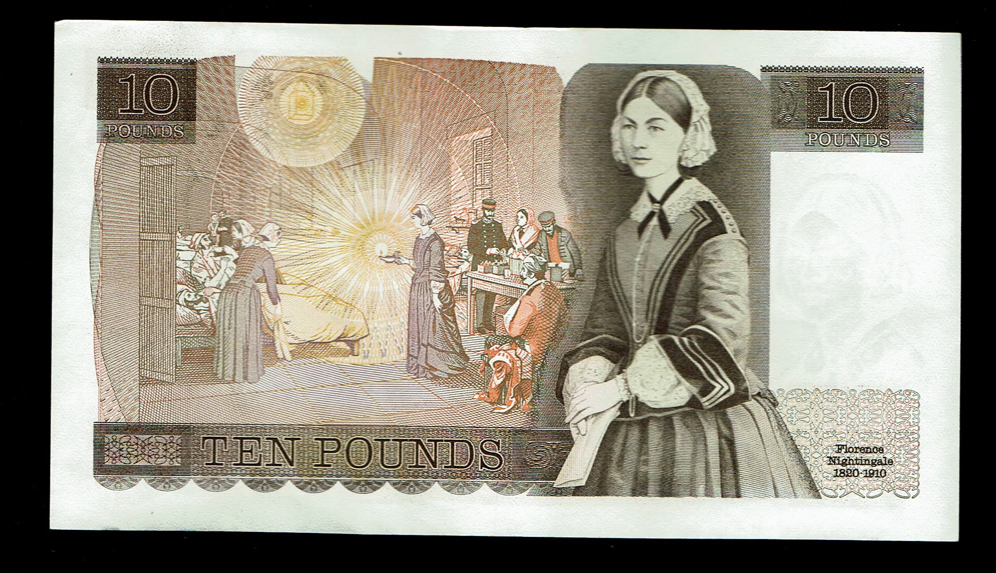 England - Lot of 10 banknotes, 10 Pounds 1975-1980 - Elizabeth II Florence Nightingale - Consecutive S.N. - XF - 1 8