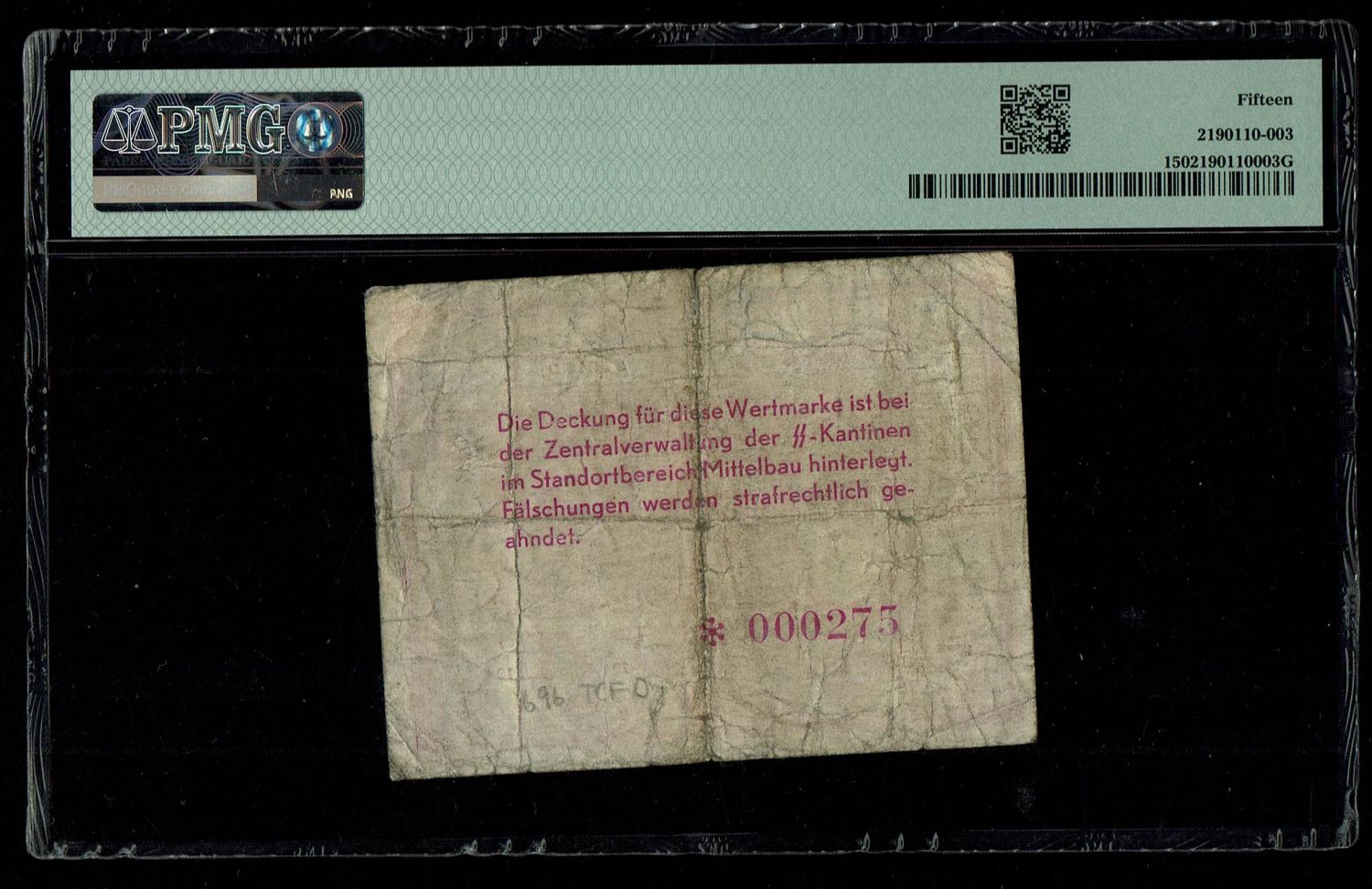 Holocaust concentration camps money - Germany, Mittelbau camp - 10 marks 1943-1945 - PMG 15 - 1 1