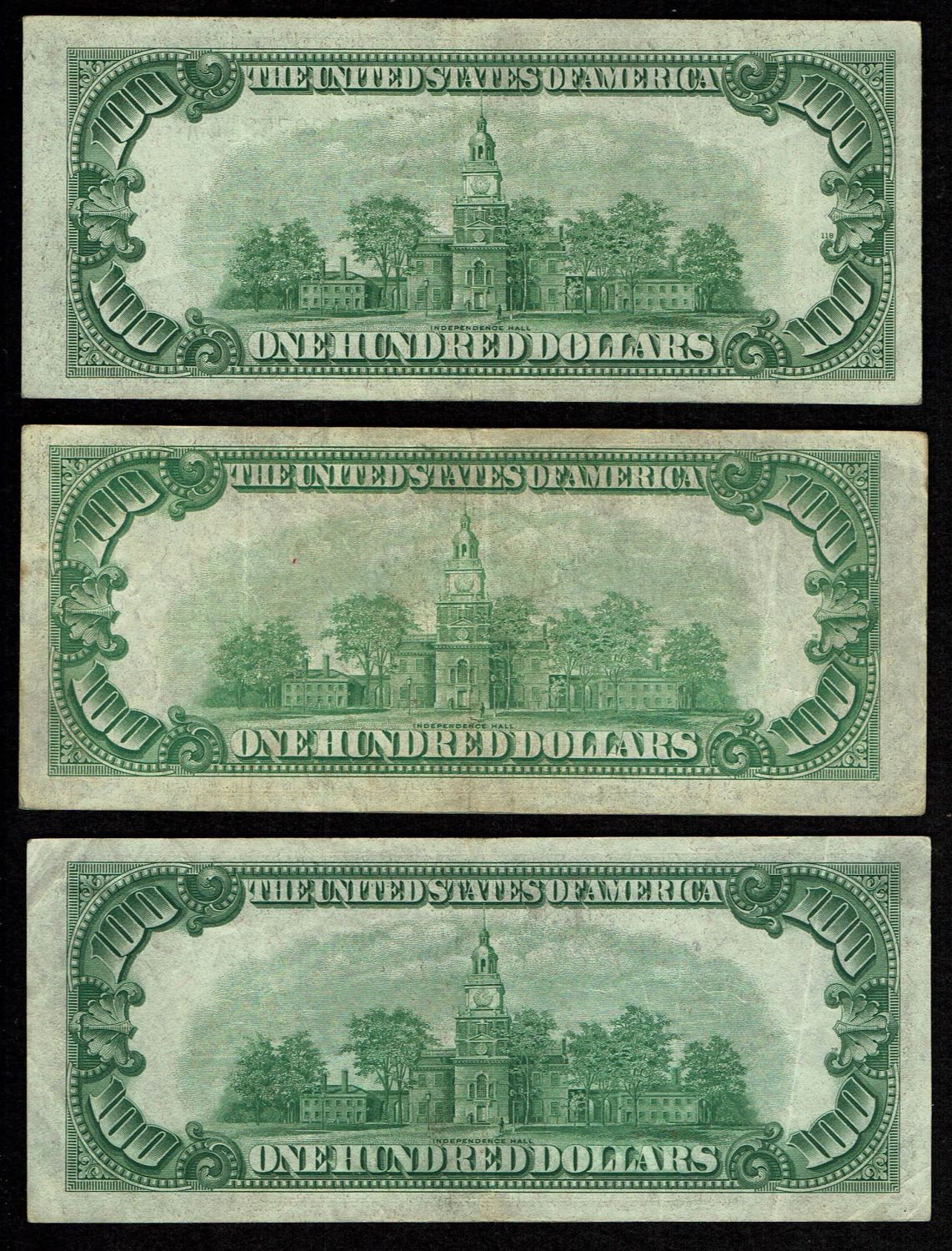 USA - Lot of 3 banknotes of 100 Dollar 1934 - VF - 1 1