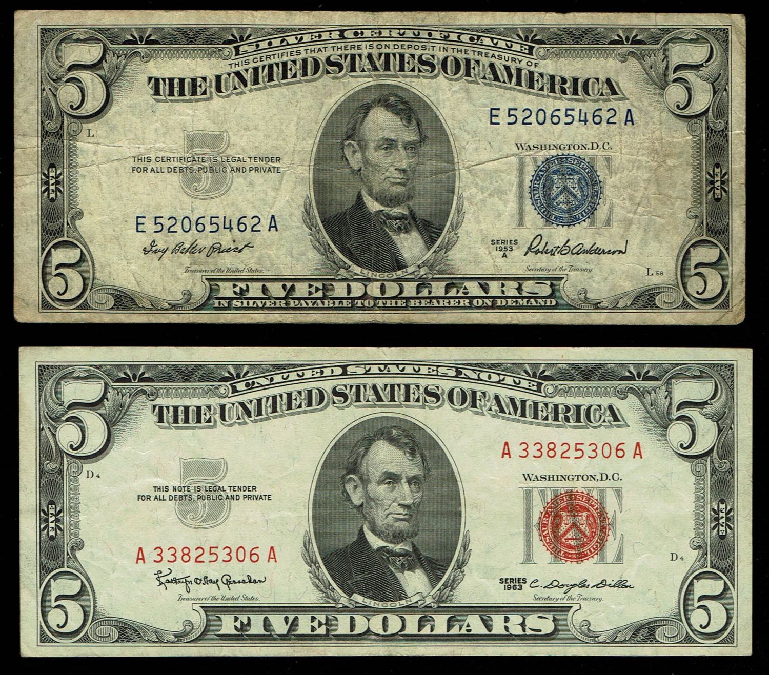 USA - Lot of 13 banknotes of 1 and 5 Dollar from differnet years - F-VF - 1 7