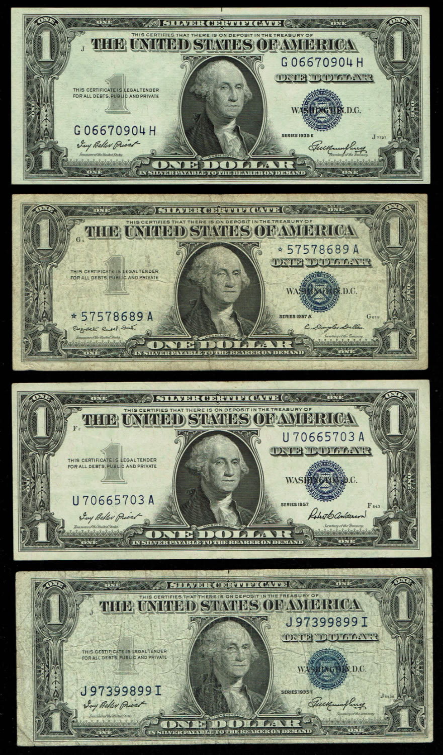 USA - Lot of 13 banknotes of 1 and 5 Dollar from differnet years - F-VF - 1 1