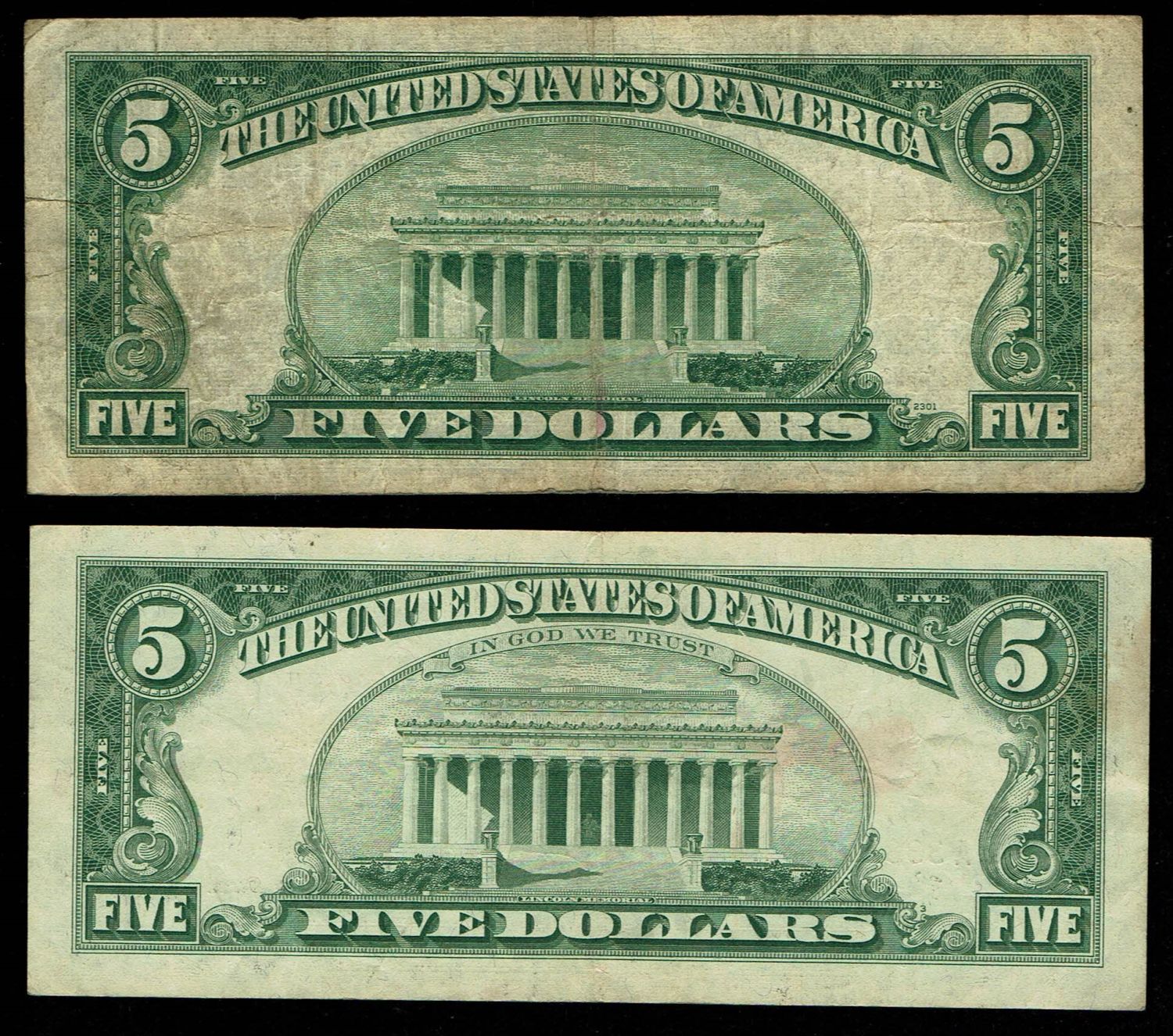 USA - Lot of 13 banknotes of 1 and 5 Dollar from differnet years - F-VF - 1 8