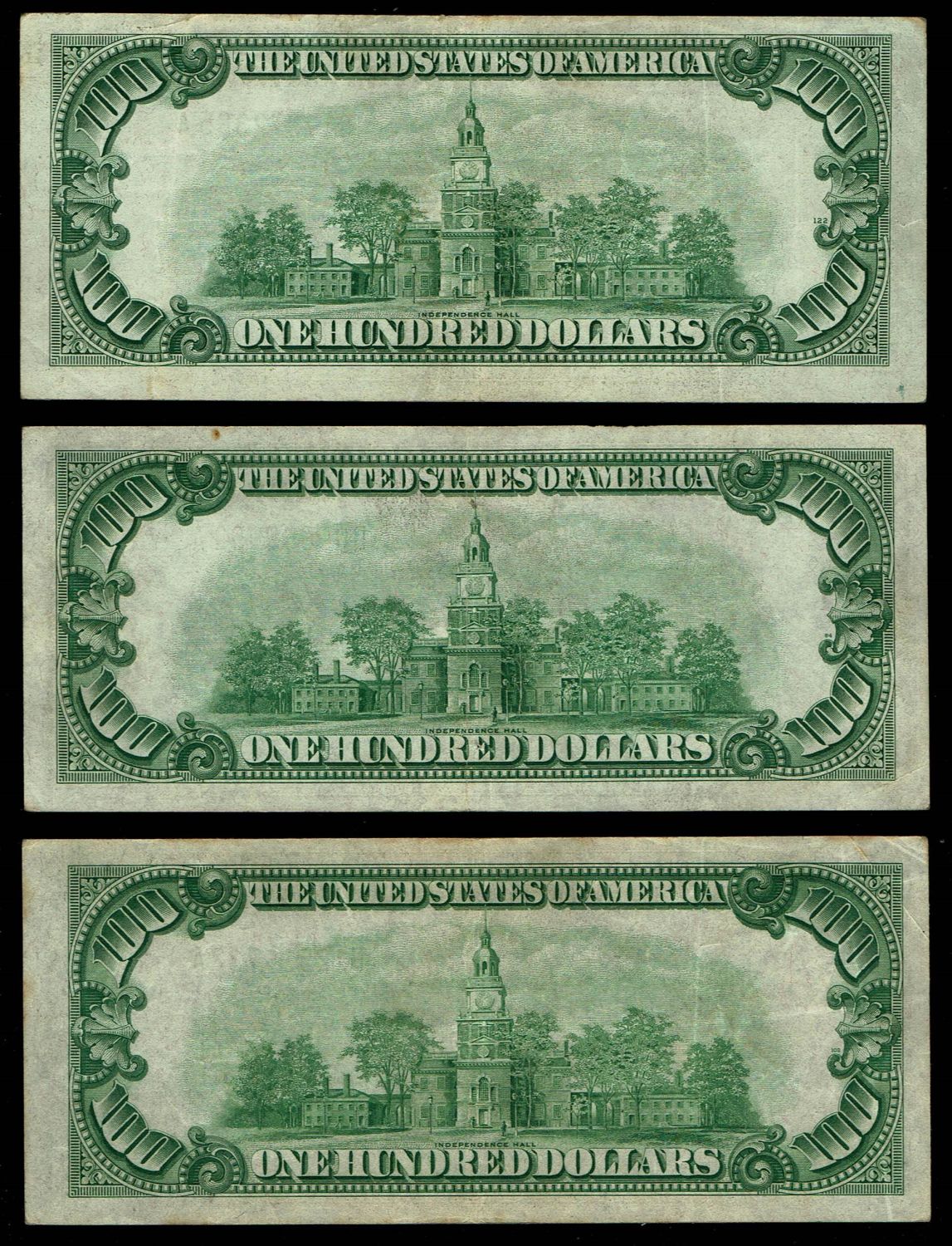 USA - Lot of 3 banknotes of 100 Dollar 1934 - VF - 1 1