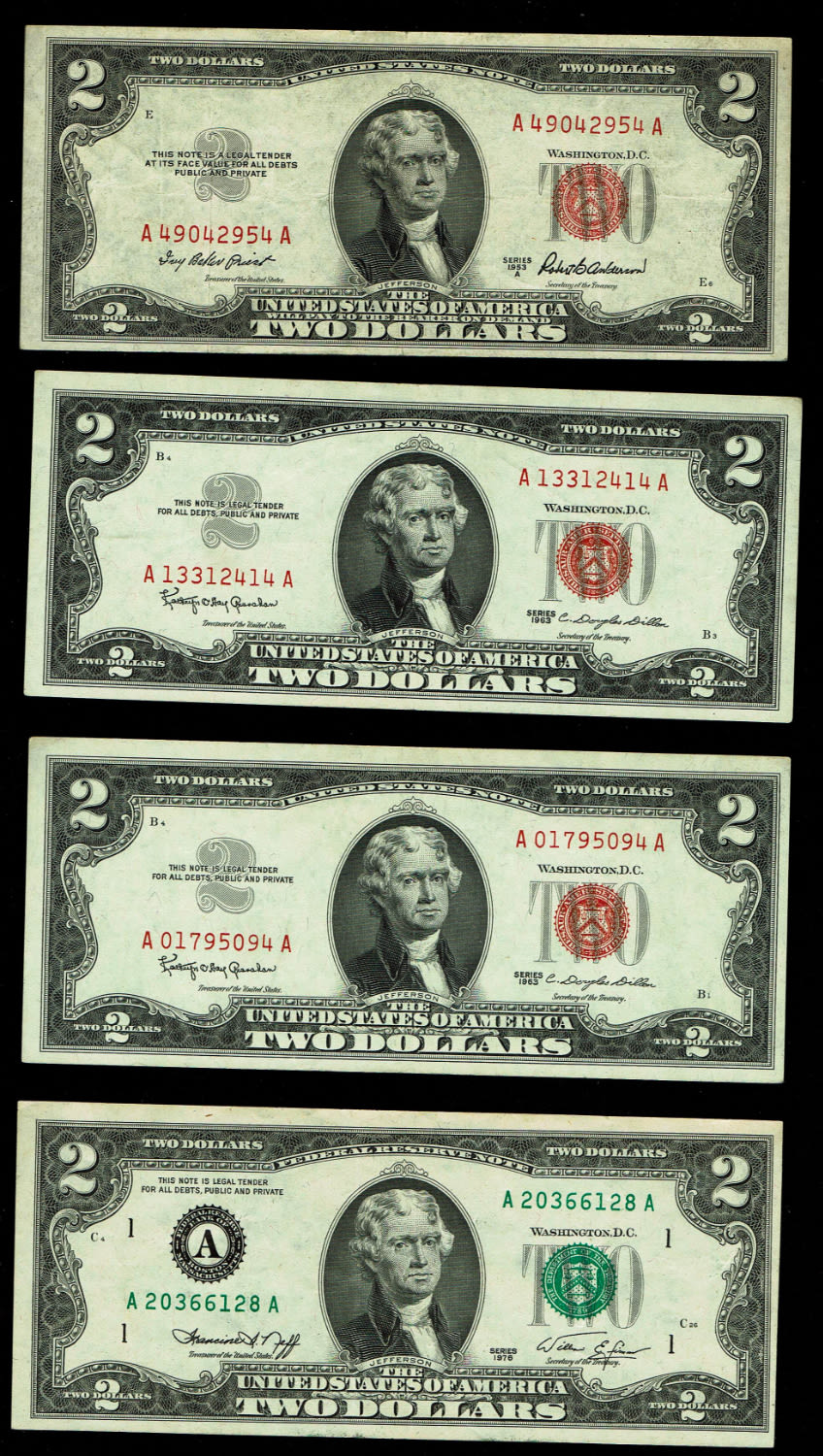USA - Lot of 15 banknotes of 1 and 2 Dollars from different years - VF - 1 5