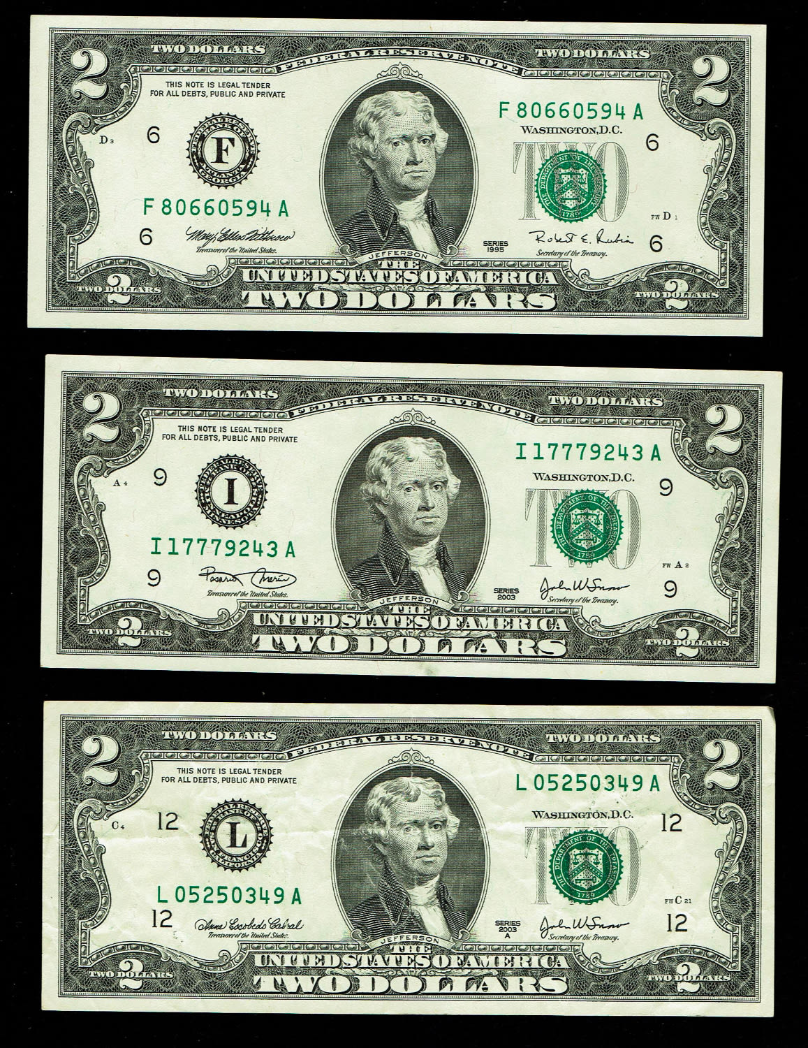 USA - Lot of 15 banknotes of 1 and 2 Dollars from different years - VF - 1 7
