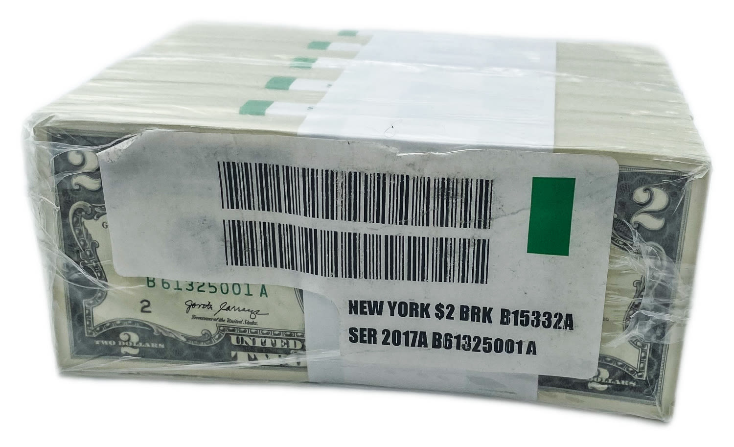 USA - Bundle of 1000 banknotes of 2 Dollar 2017, in original packaging (10 packs of 100 bills) - UNC - 1 0