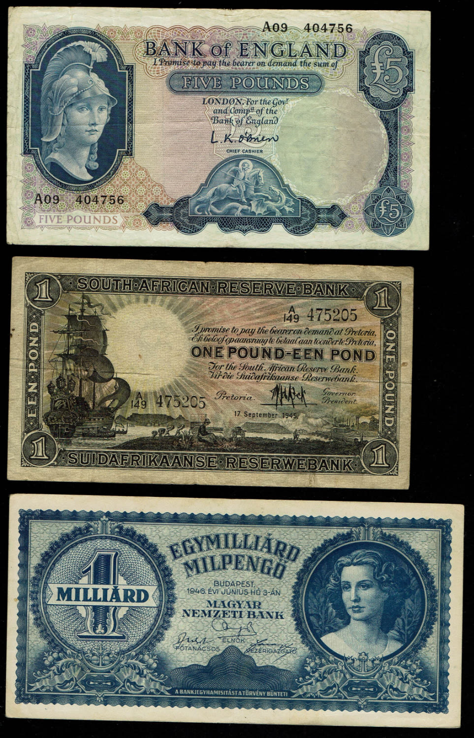 World - A group of 8 banknotes from several European countries, different conditions and years - 1 1