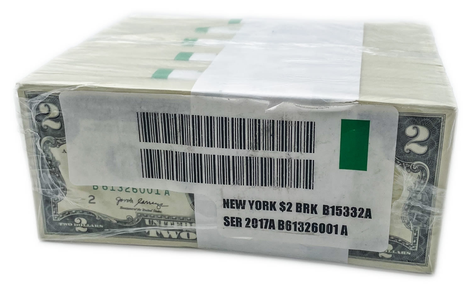 USA - Bundle of 1000 banknotes of 2 Dollar 2017, in original packaging (10 packs of 100 bills) - UNC - 1 0