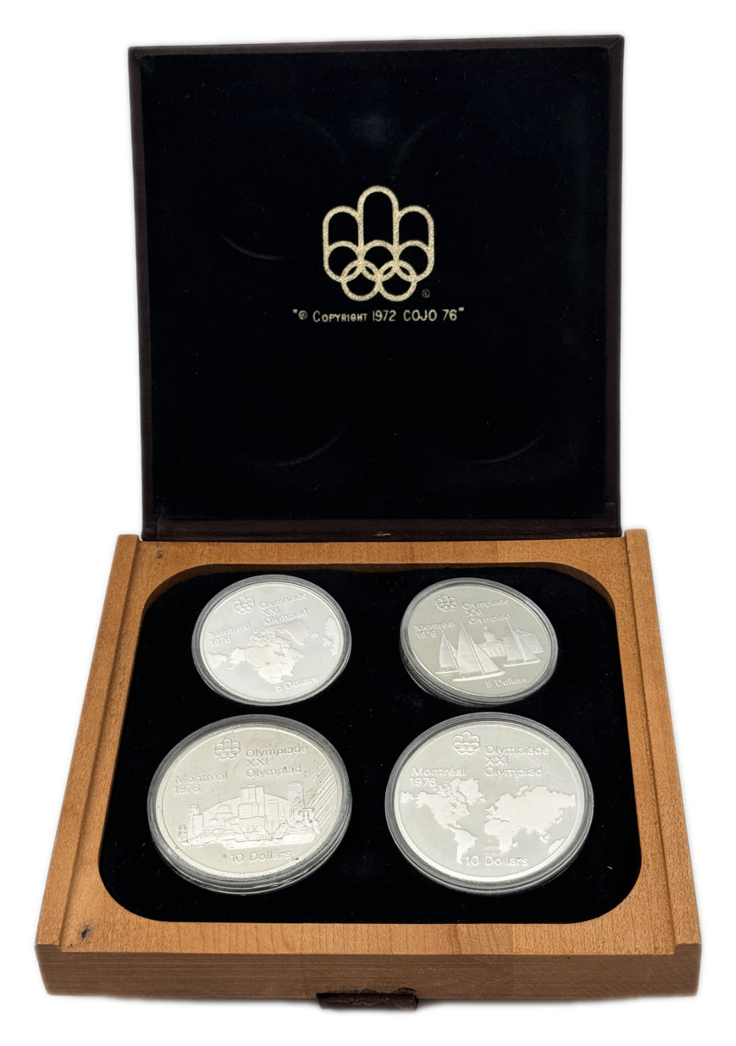 Canada - 1973 - 1976 Montreal Olympics - 5 and 10 Dollars - $10 weight of 48.600 grams, $5 weight of 24.300 grams ... - 1 2