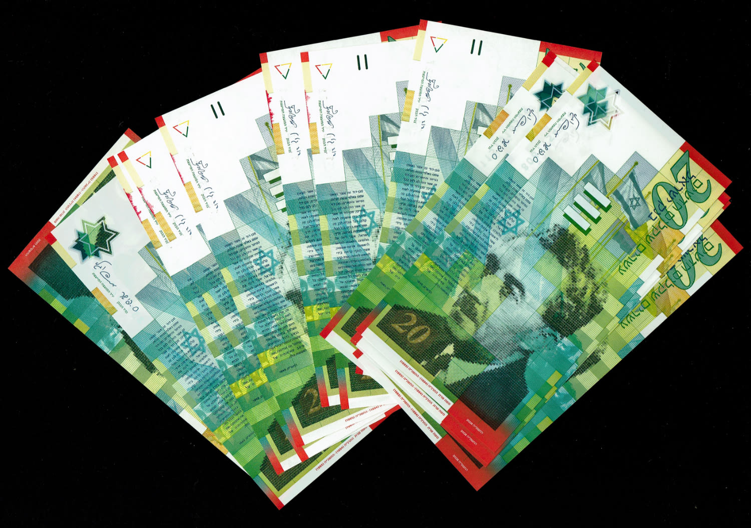 Israel - 14 Banknotes of 20 New Shekels, Different years - UNC - 1 0