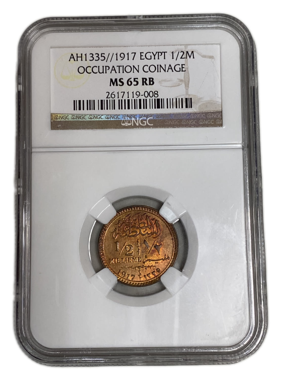 Egypt – 1/2 Mil 1917 – NGC MS 65 RB - 1 2