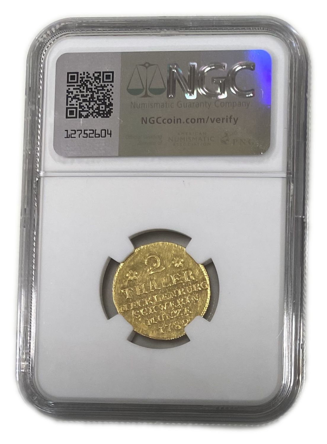 Germany - Mecklenburg-Schwerin, Duchy of Mecklenburg-Schwerin 2 Thalers 1782 - NGC MS 61 - Frederick II - Gold 875 ... - 1 3